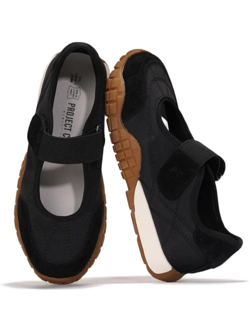 Women Black Donna Closed Toe Non Slip Memory Foam Insole Fashion Trendy Sneakers